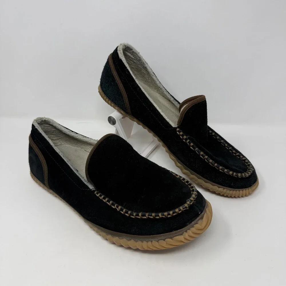 Sorel Dude Moccasins Men's Black Suede Shoes/ Slippers Size 10 NM2025-010